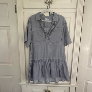 Jonathan Simkhai Blue Striped Cris Cotton Mini Dress